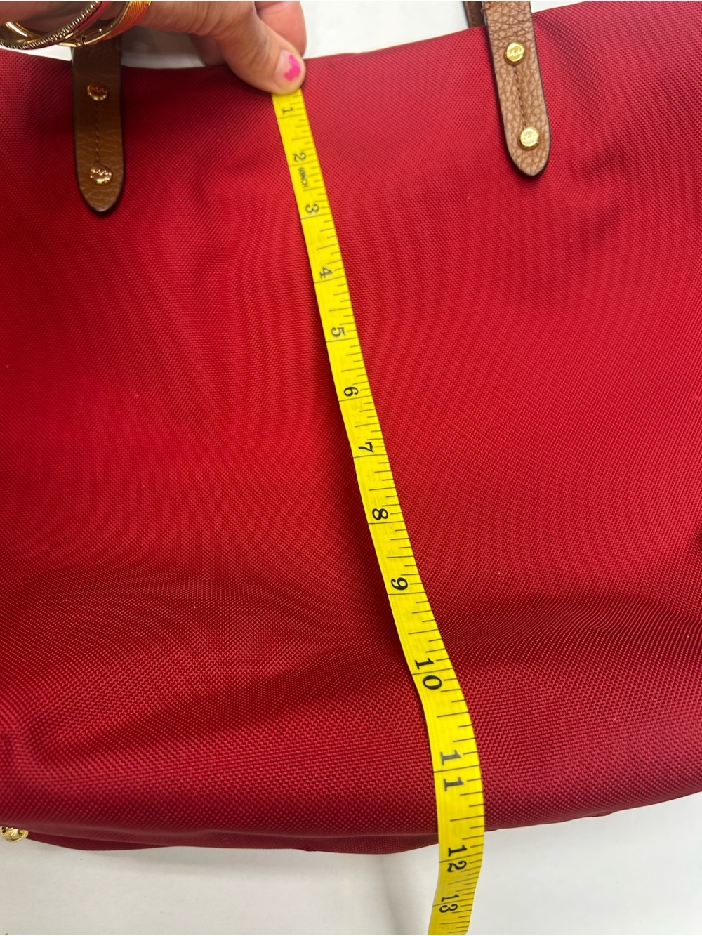 Ralph Lauren Red Tote with Brown Leather-Strap Handles - Picture 14 of 14